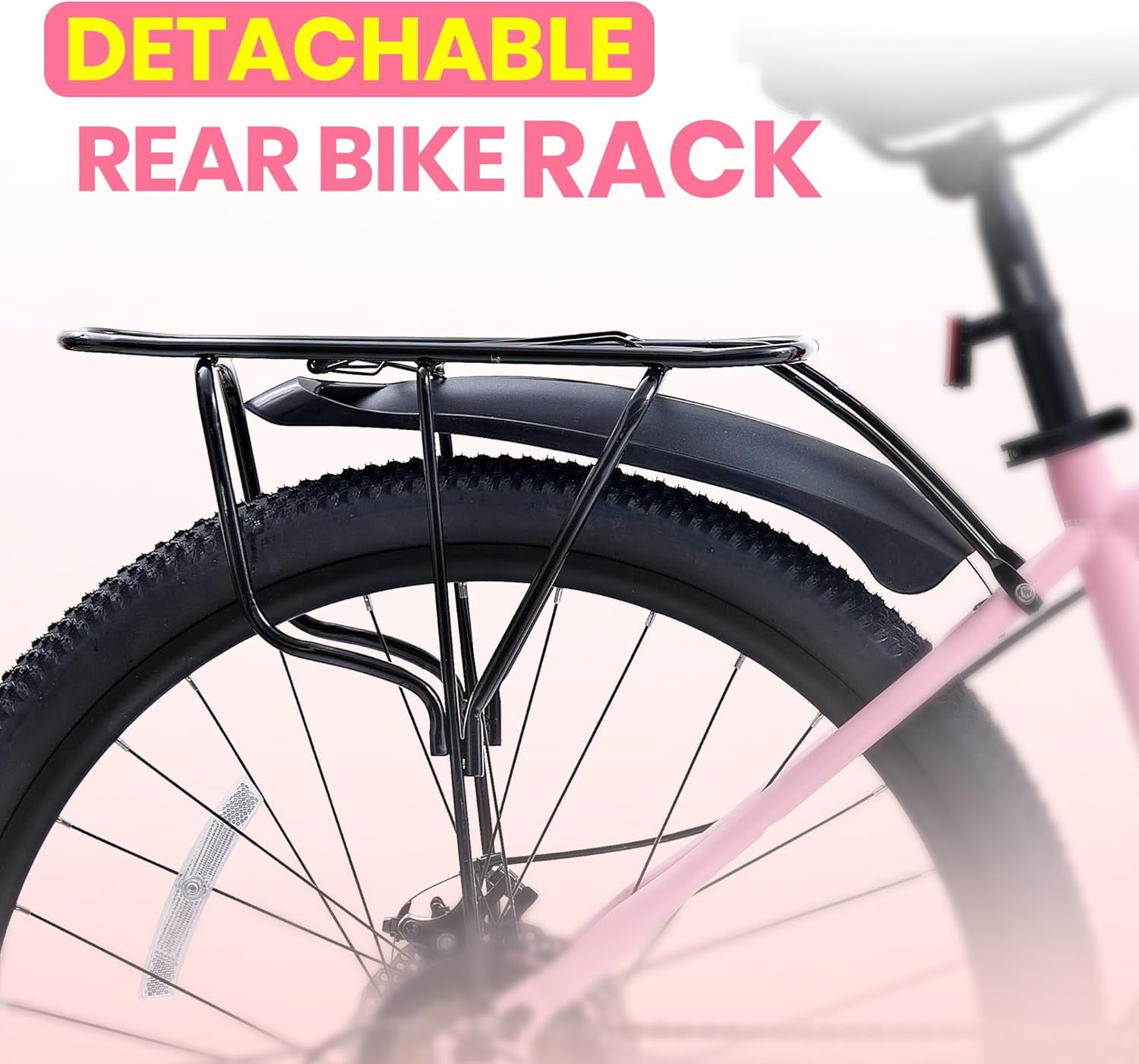 NEORIVER 26 Inch Kids Mountain Bike for Girls 6+, 21-Speed All-Terrain Bicycle with Suspension Fork, Dual Disc Brakes, Rear Rack & Internal Cable Routing