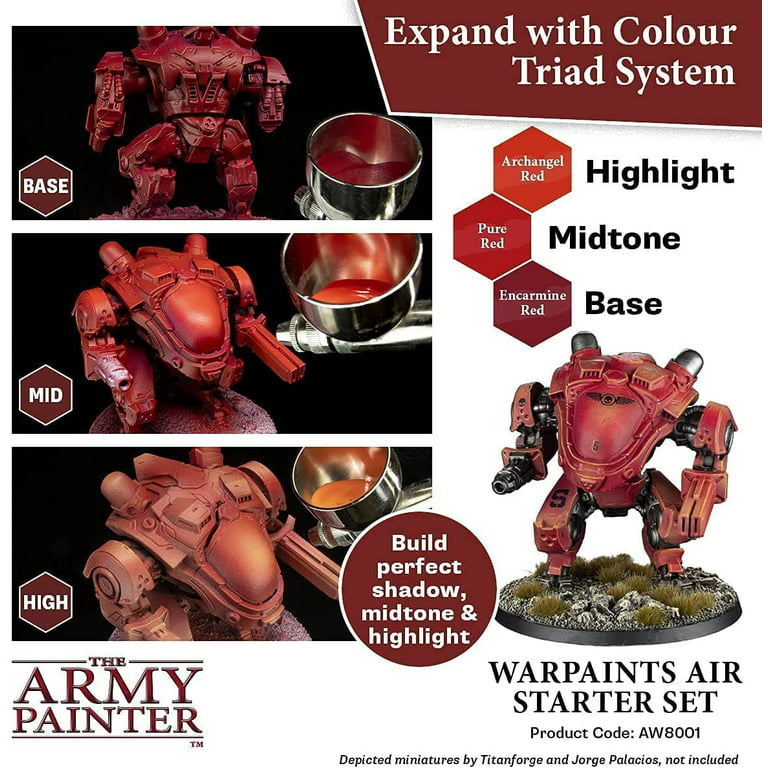 The Army Painter Warpaints Air Starter Set - Non-Toxic Water Based Airbrush  paint set paint and primer for Tabletop Roleplaying, Boardgames, and  Wargames Miniature Model Painting 