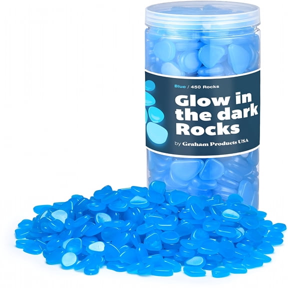 ACDANC Blue Glow in The Dark Rocks 450 Count for Gardens or Fish Tanks,Aquarium Rocks,Terrarium Rocks,Glow in the Dark Pebbles