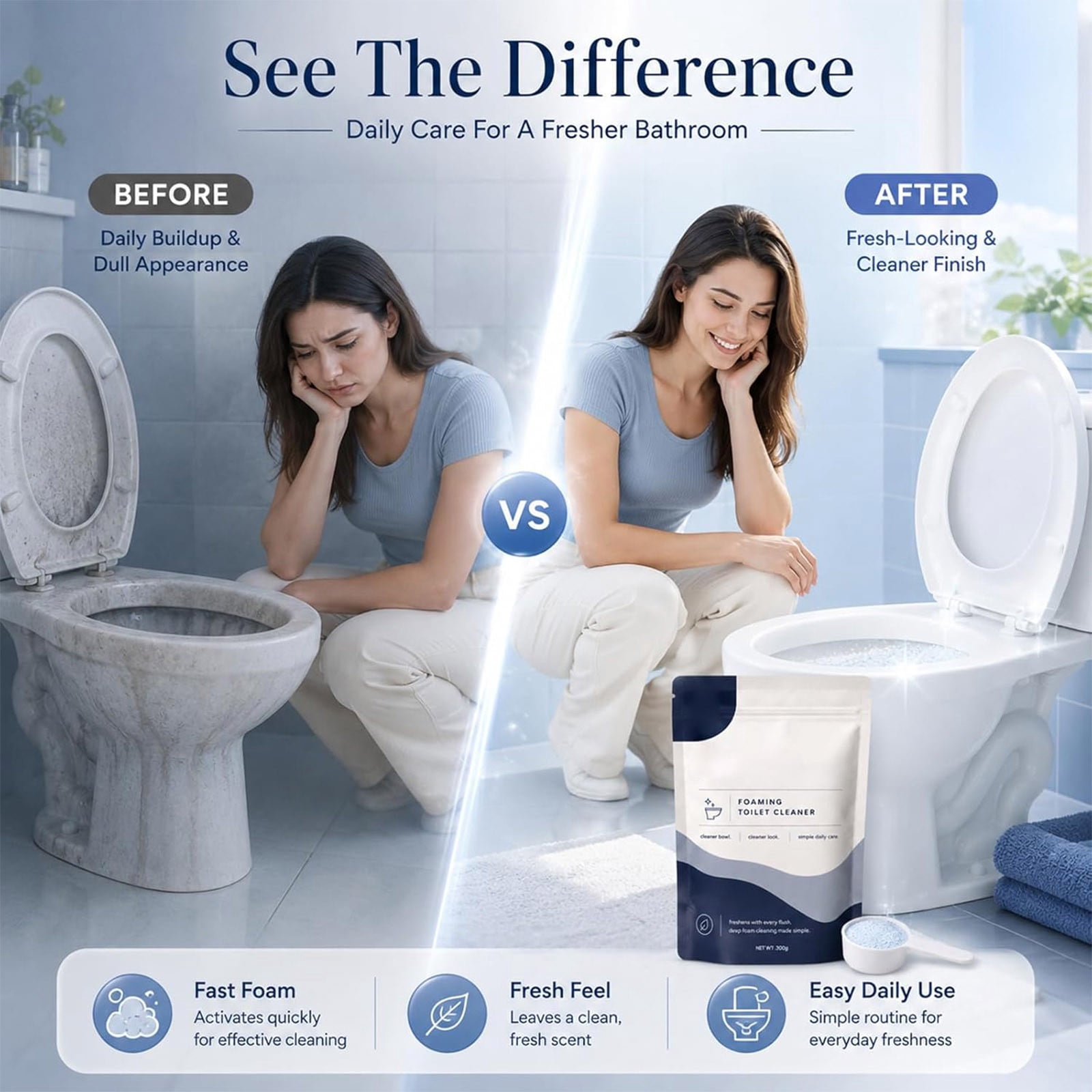 Restorabowl Toilet Cleaner,Restorabowl Foaming Toilet Cleaner For Deep Cleaning & Stain Remover, No Scrubbing Restorabowl Toilet Bowl Cleaner,Splash-Free Restoreabowl Toilet Bowl Cleaner,Powerful