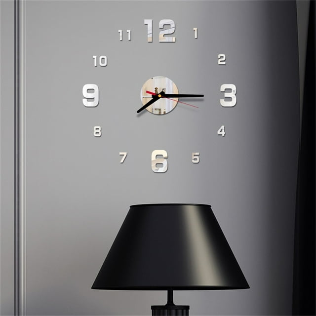 Agiferg 3D DIY Roman Numbers Acrylic Mirror Wall Sticker Clock Home Decor Mural Decals