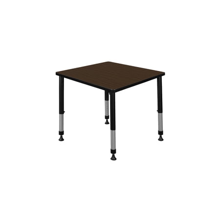 Regency Kee 30 in. Square Height Adjustable Classroom Activity Table- Neo Walnut Top & Black Base