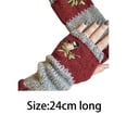thumbnail image 5 of Yirtree Womens Fingerless Gloves Winter Warm Knit Crochet Thumbhole Arm Warmers Autumn Winter Bird Embroidered Gloves Knit Fingerless Color Block Mitten, 5 of 8