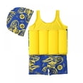 thumbnail image 2 of Uccdo Little Boys Girls One Piece Rashguard Float Suit With Swim Cap, Kids Floral Cartoon Zip up Buoyancy Swimsuit + Hat, 2 Pieces, 2-6 Years, 2 of 5