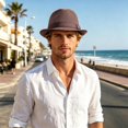 thumbnail image 3 of Ticikt Mens Breathable Mesh Fedora Hat, Summer Outdoor Short Brim Fedora Sun Hat,Coffee, 3 of 5