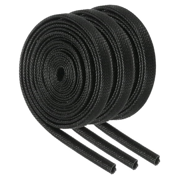 3Pcs Wire Insulation Braid  Fire Sleeve,3.28Ft-2mm ID Black, High Temp Silicone Coated Fiberglass Sleeving