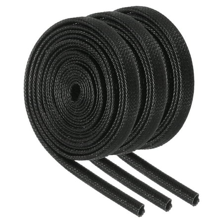 3Pcs Wire Insulation Braid Fire Sleeve 3.28Ft-2mm ID Black High Temp Silicone Coated Fiberglass Sleeving