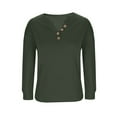 thumbnail image 6 of Womens Waffle Fall Clothes, Long Sleeve Pullover for Women Spring Fashion Solid Color V Neck Sweatshirts with Buttons, 6 of 6