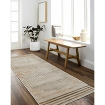 Hauteloom Thad Living Room, Bedroom Machine Washable Area Rug - Contemporary - Beige, Brown - 6'7" x 9'