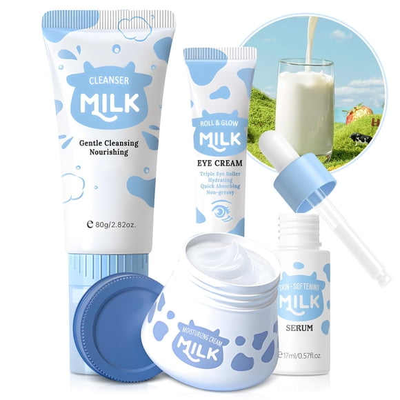Set de cuidado de la piel RodPere Milk con limpiador, sérum, crema y crema para ojos