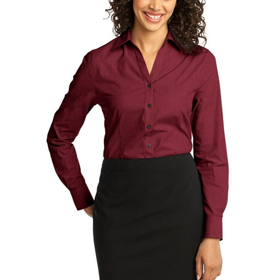 Just Blanks Ladies Crosshatch Easy Care Shirt , Red Oxide, 4XL