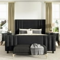 thumbnail image 4 of VANACC Queen Bed Frame, Velvet Upholstered Bed with Channel Tufted Headboard/Footboard Black, 4 of 8