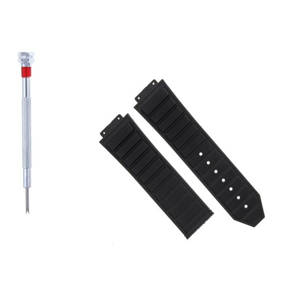 24MM RUBBER WATCH STRAP BAND FOR HUBLOT 44-45MM H BIG BANG SCREWDRIVER BLACK