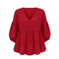 thumbnail image 4 of Women's V Neck Tiered Ruffle Blouses, 3/4 Sleeve Peplum Loose Casual Flowy Tops XL, 4 of 6