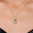 thumbnail image 3 of Gem Stone King 18K Yellow Gold Plated Silver White Moissanite and Swiss Blue Topaz Pendant for Women (1.39 Cttw, Gemstone, Heart Shape 5MM, 18 inch Chain), 3 of 6