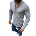 thumbnail image 1 of FASHIONWT Men Slim Fit Lightweight Base Shirt Long Sleeve Henley Button Blouse, 1 of 8