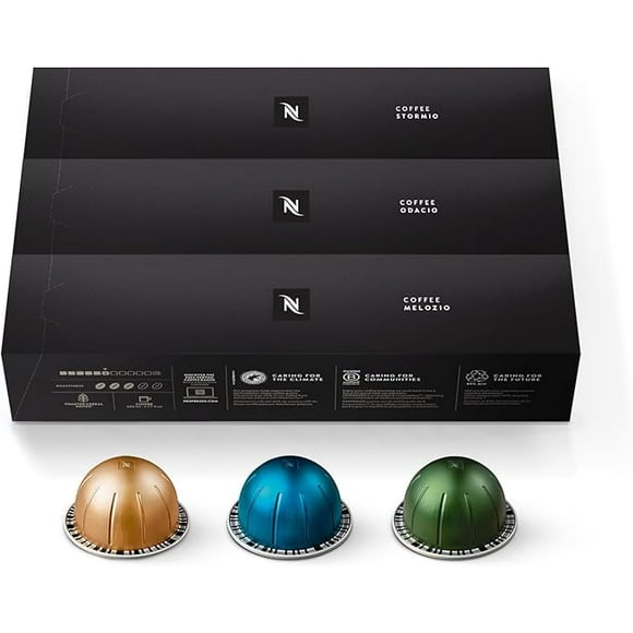 Nespresso Capsules Vertuo,-Moyen - et-Foncé-Café Rôti,-Pack Variété,-Stormoir,-Odacio,-Mélozio,-30 Unités,-Brews-7.77 Onces