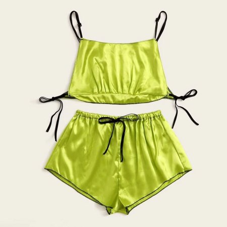 

Yuelianxi Women Satin Silk Bowknot Camisole Shorts Set Sleepwear Pajamas Bandage Lingerie