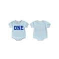 thumbnail image 2 of WIFORNT Bébé Filles Garçons 1er Anniversaire Romper Manches Courtes Col Rond Lettre Broderie Romper 6-18 Mois, 2 of 9