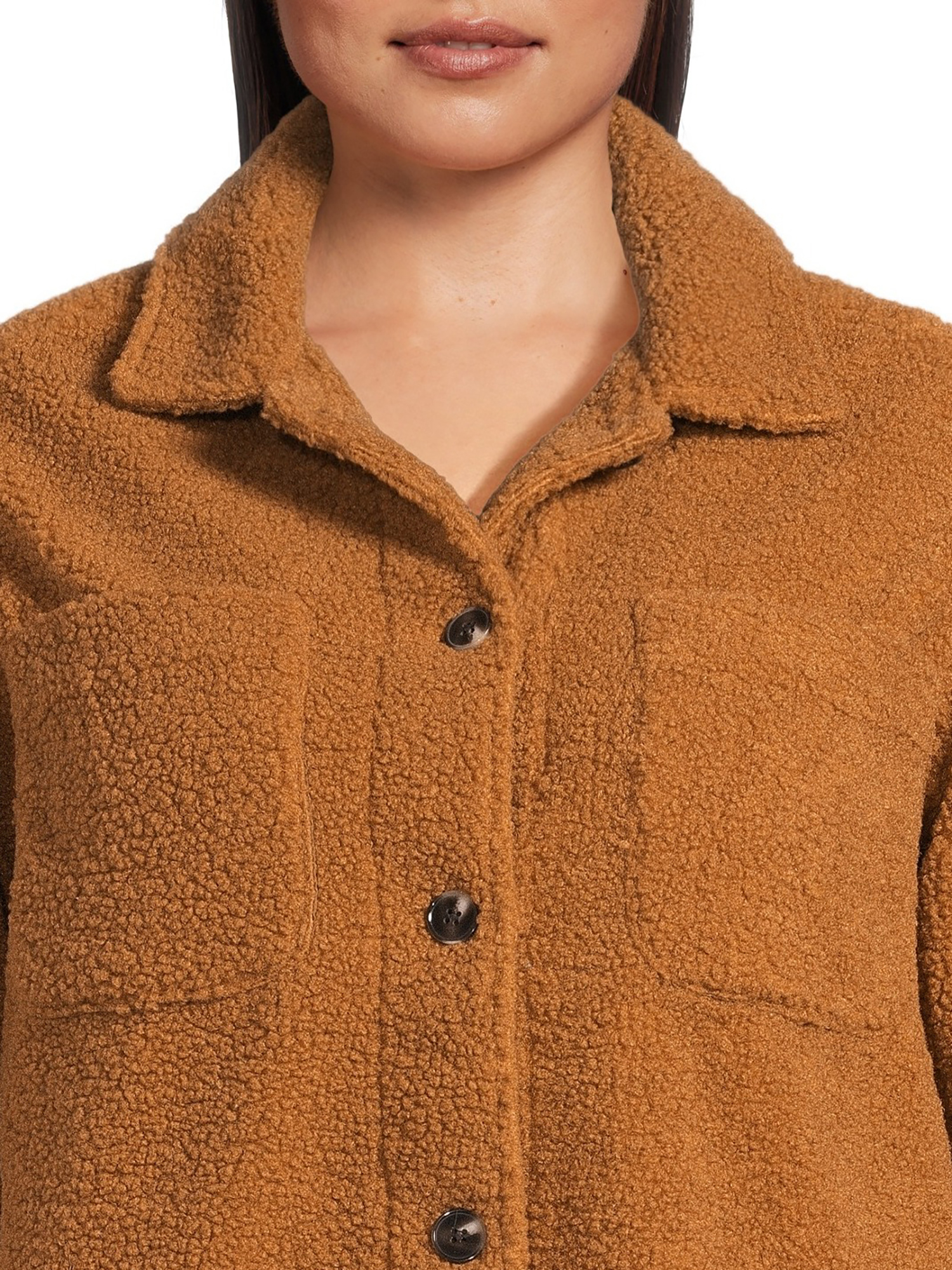 Jason Maxwell Women’s and Women’s Plus Size Faux Shearling Button Down Shacket, Sizes S-3X