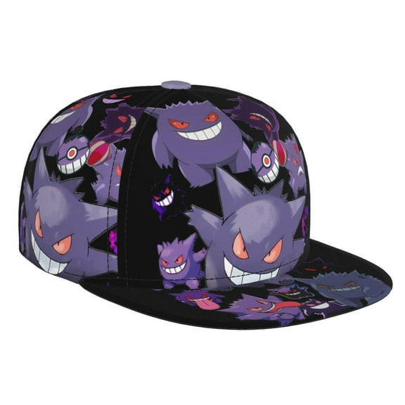 Gengar Baseball Cap For Men, Women & Kids, Classic Flat Brim Hat Hip Hop Trucker Hat Adjustable Snapback Hat
