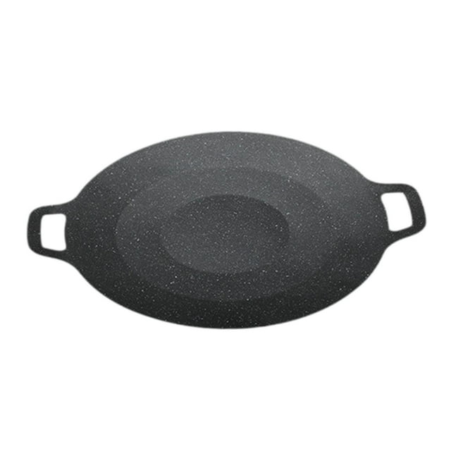 Sartén coreana para asar carne a la parrilla, sartén para cocinar al aire libre con asas, sartén portátil para asar en interiores o exteriores para 32cm