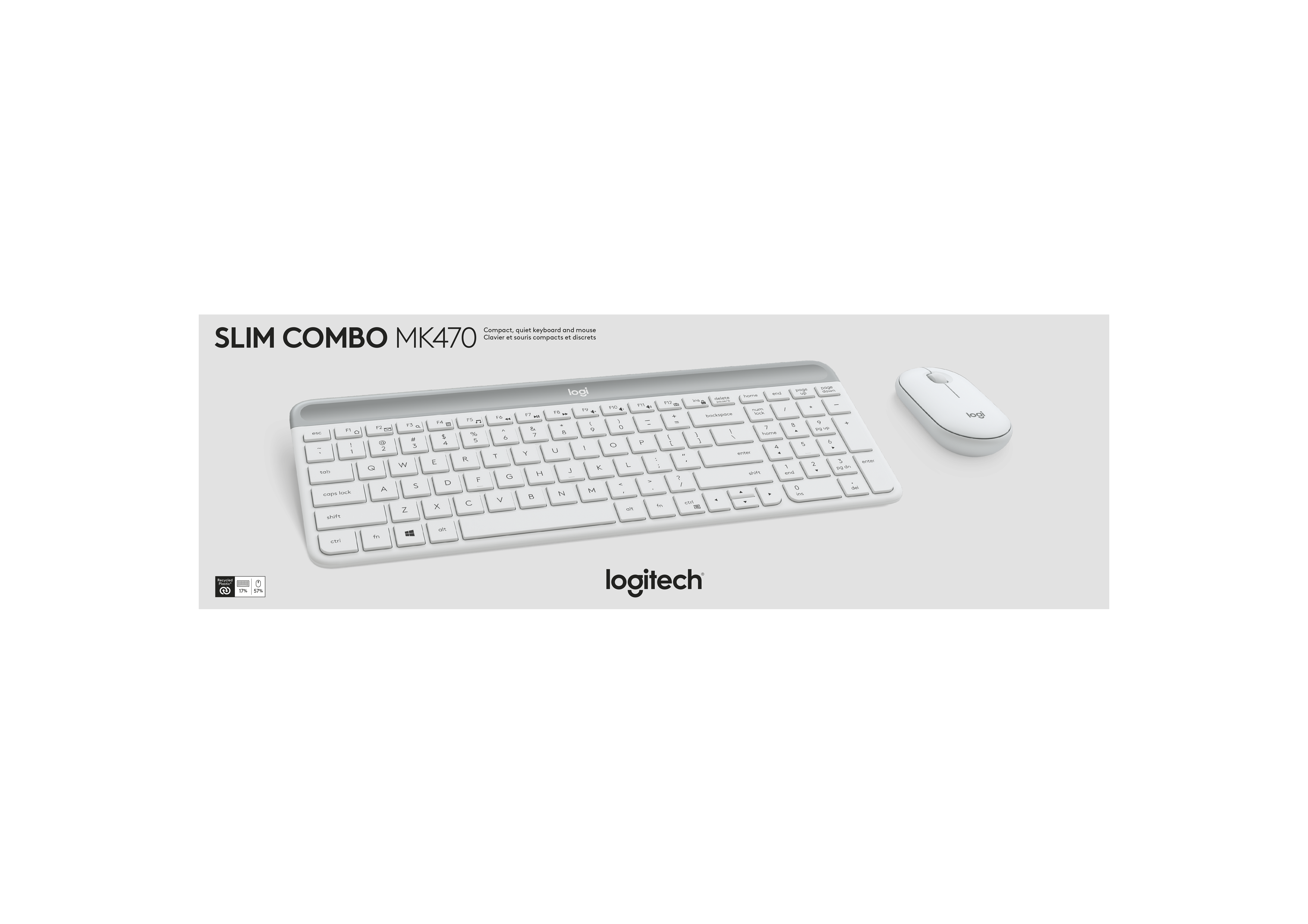 Logitech Slim Combo Keyboard and Mouse, White photo 7