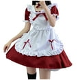 thumbnail image 2 of Lilgiuy Women Lovely Maid Cosplay Costume Outfit Dress Clothes Dress Bow Apron Short Sleeved Collar Lace for Banquet, 2 of 5