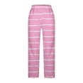 thumbnail image 6 of Winter Pants for Women Fleece Lined Thermal Wide Leg Sweatpants with Pockets Gradient Striped Pull-On Trousers (2XL, Pink A|Striped), 6 of 7