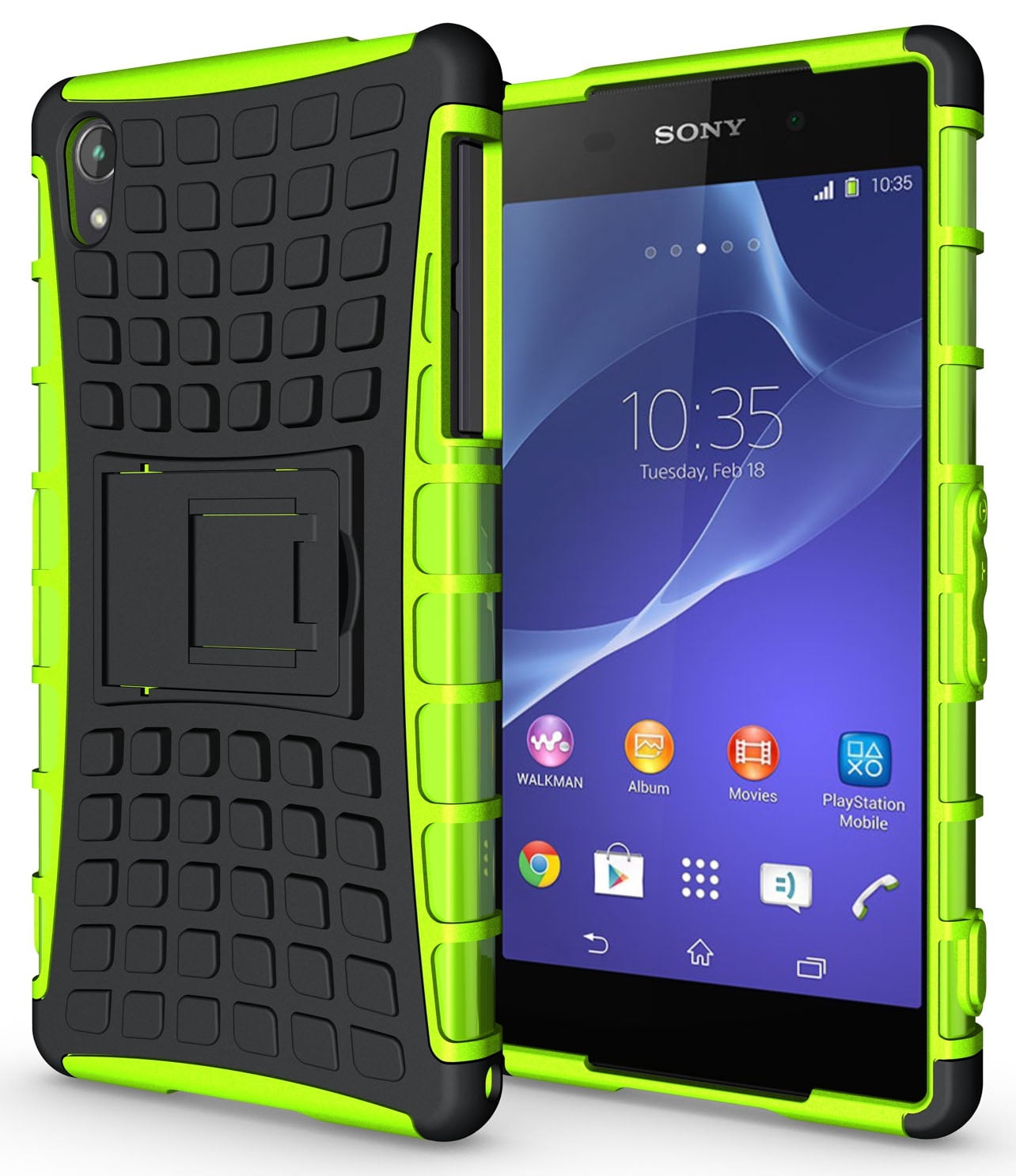 NAKEDCELLPHONE LIME GREEN GRENADE GRIP TPU SKIN HARD CASE COVER STAND FOR SONY XPERIA Z2 PHONE / D6503 / L50W - Walmart.com