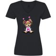 thumbnail image 3 of Inktastic Love Bug Yorkie Women's V-Neck T-Shirt, 3 of 5