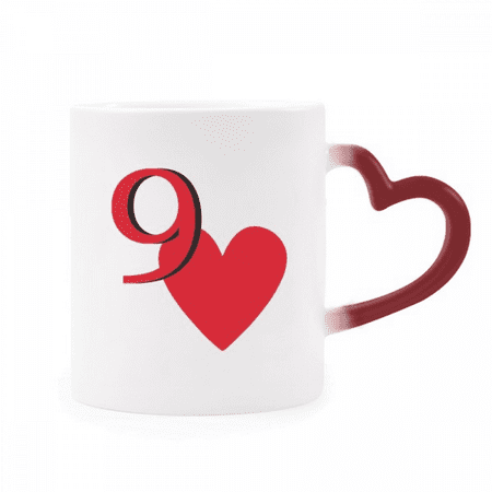 

Love Heart 9 Poker Heat Sensitive Mug Red Color Changing Stoneware Cup