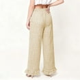 thumbnail image 4 of JGGSPWM Women's Gingham Pants Y2K Cotton Wide Leg Ruffle Hem Lounge Pants Plaid Elastic Wasited Trouser with Pockets Yellow M, 4 of 6