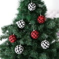 thumbnail image 5 of Plaid Ball Ornaments Christmas Decor Fabric Wrapped Balls Xmas Holiday For Home Decoration Black And White Plaid 6 Pcs/Pack -black and white plaid, 5 of 5