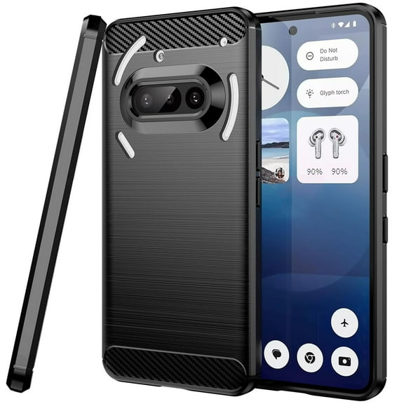 CoverON For Nothing Phone 3a Phone Case, Slim Lightweight TPU Minimal Cover Carbon Fiber, Black