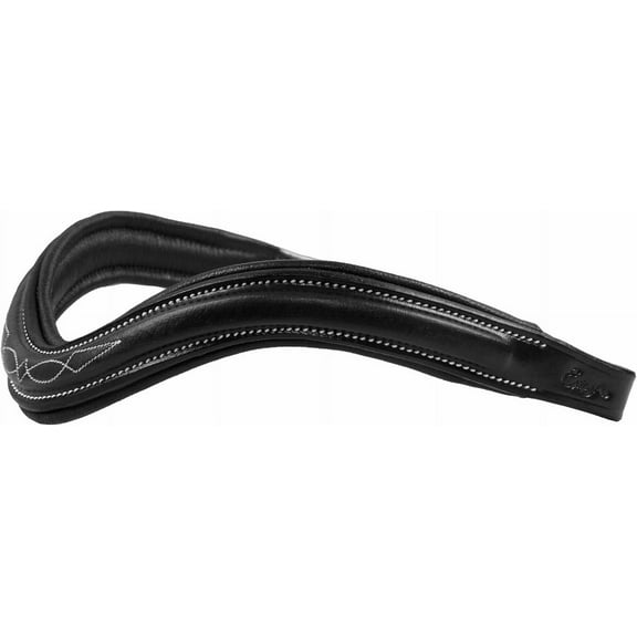 Exion Browband For English Horse Bridle- Curved Shape, Soft Leather Padded, Designer Stitched Equestrian Browband
