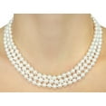 thumbnail image 3 of 14K Gold Japanese Akoya White Cultured Pearl Triple Strand Necklace - AAA Quality, 16-17-18" Length, 3 of 7