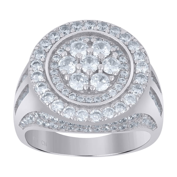 925 Sterling Silver Mens Cubic-Zirconia Fashion Ring Size 9