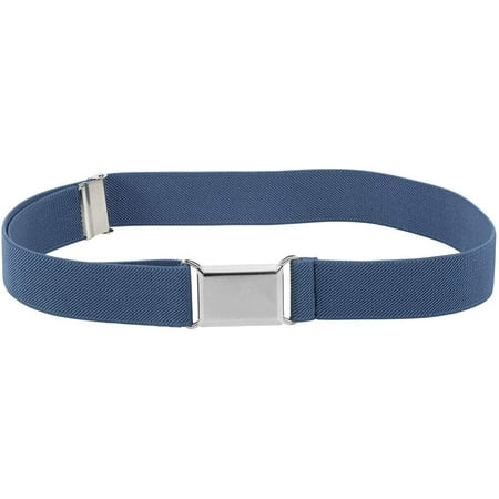 

Hold em Elastic Belt for Toddler Unisex Kids with Silver Square Buckle - Denim Blue