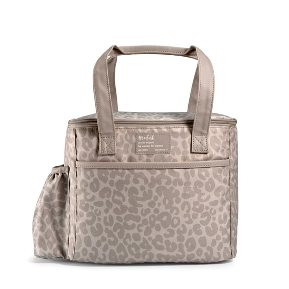 Fit & Fresh Mapleton Women's Lunch Bag, Large Insulated Tote Bag for Work, Feline Fine Mocha