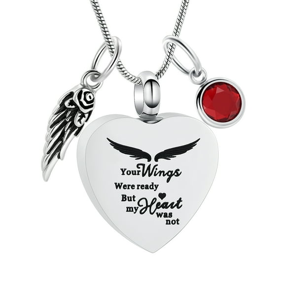 Heart Urn Necklace for Ashes Birthstones Cremation Jewelry for Ashes Stainless Steel Ash Necklace Memorial Ash Holder