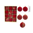 thumbnail image 3 of RBCKVXZ 12 Pcs Velvet Christmas Ball Ornaments, 2.36"/60mm Inch Christmas Tree Ball Pandent Flocked Plastic Balls Xmas Hanging Decorations for Tree Holiday Party (Red), 3 of 6