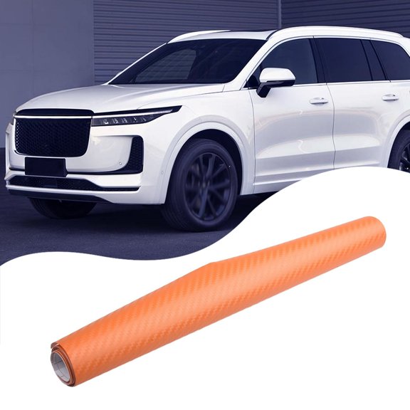 127 X 30Cm Car Orange Carbon Fiber Vinyl Wrap Sticker Interior Accessories Panel 50X12Inch Car Carbon Fiber Stickers Fangkenuo