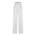 thumbnail image 4 of YYDGH Women's Pull-on Stretchy Dress Pants with High Waist Slacks with Pockets for Business Casual White L, 4 of 5