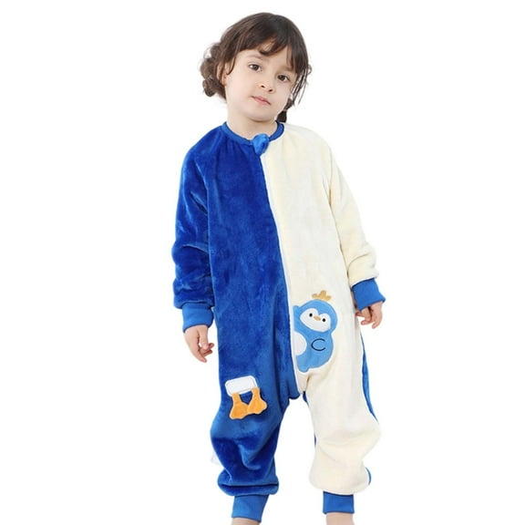 Likimi Baby Toddler Girls Jumpsuit Color Block With Pattern Long Sleeve Onesie Casual Comfortable Soft Fall Winter Homewear Size 18-24 Months Blue