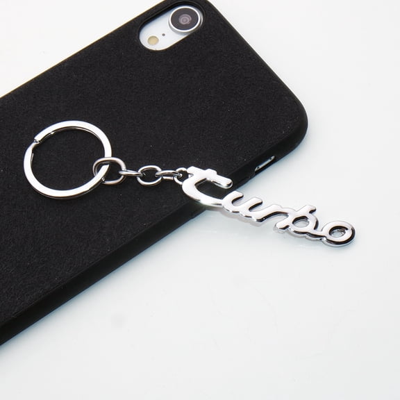 Universal Chrome Turbo Alloy Car Keychain Ring Decoration Gift Emblem Sport SUV