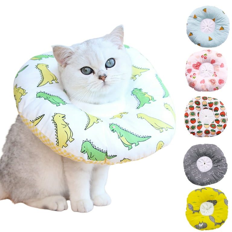 Visland Cute Donut Recovery Collar for Cats and Puppies Soft Adjustable Protective Pet E Collar Neck Cone After Surgery Fit for Kitties Small Dogs