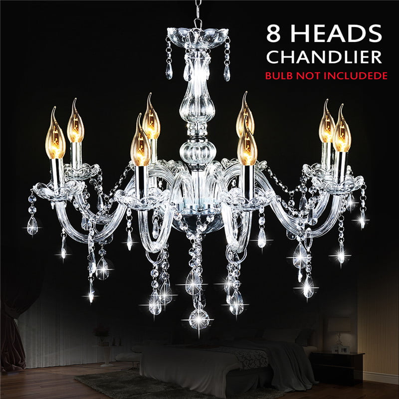 Elegant Clear Fixture Ceiling 4 Light Lighting Crystal Pendant Chandelier Lamp 