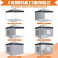 thumbnail image 5 of HOTEEL Canopy 10x10 Waterproof Pop up Canopy Tent with 4 Sidewalls Outdoor Event Shelter Tent for Parties Sun Shade Party Commercial Canopy with Air Vent & One Push Central Button, Light Gray, 5 of 8