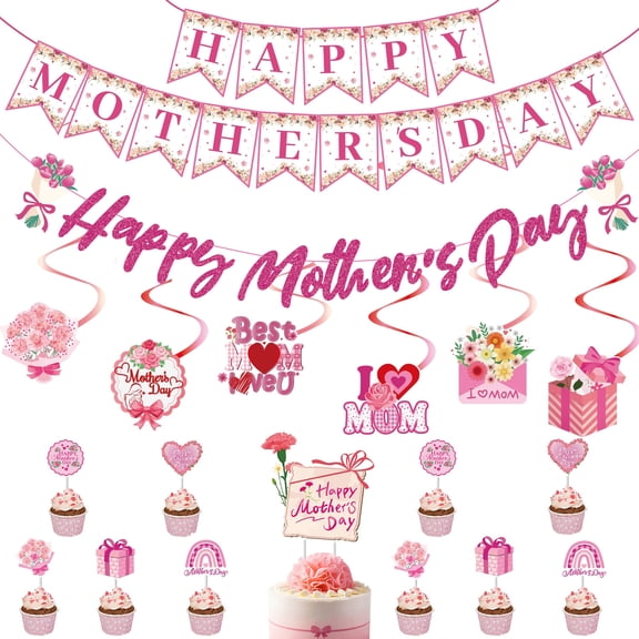 Happy Mother's Day Banner Decorations for Party Mother's Day Party Decorations Backdrop Garland Photo Props